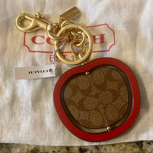 Coach Spinning Apple Bag Purse Charm In Signature Canvas